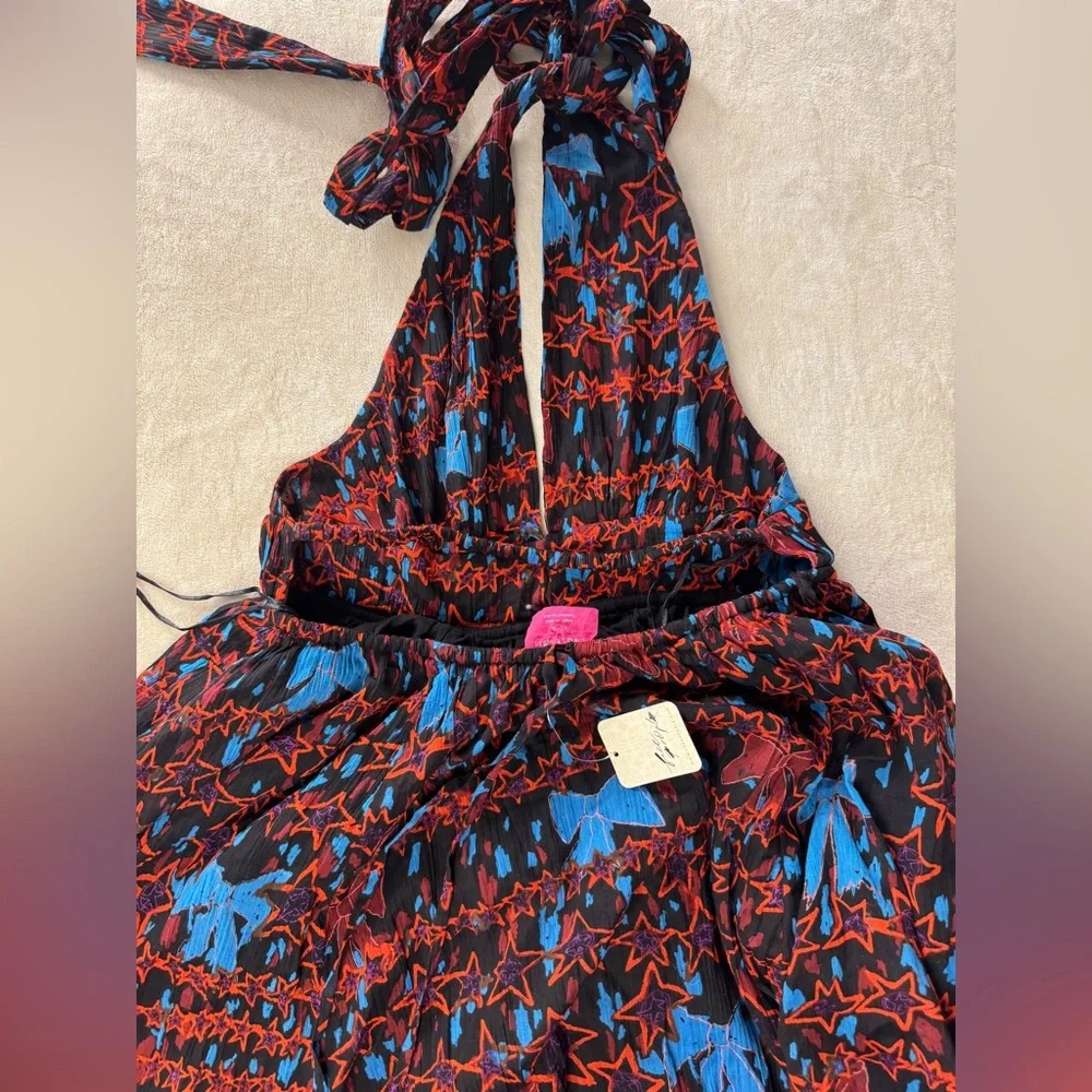 Free People Red and Blue Sleeveless Maxi Dress - Picture 10 of 11